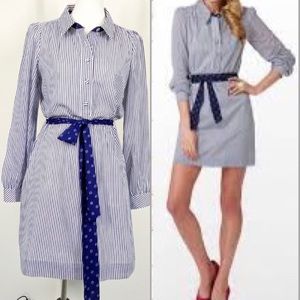 Lilly Pullitzer Dress Shirt Striped Blue Belted Size 4